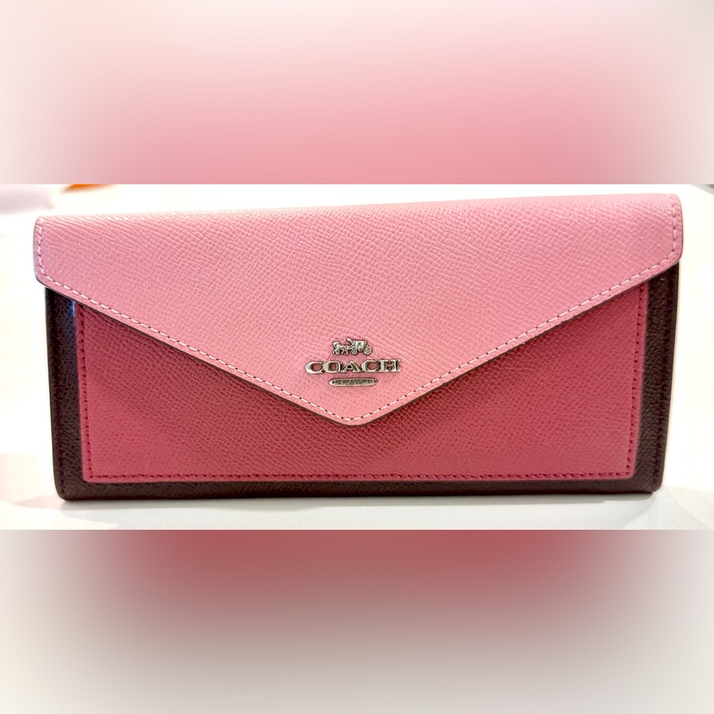 Coach Two-Tone Pink Envelope Wallet with COA